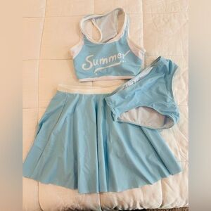 SHEIN Girls Light Blue Three-Piece Swim Set